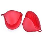 YOYOWINK Silicone Oven Mitts Pot Holders for Kitchen, 1 Pair Red Baking Oven Gloves, Premium Cooking Finger Protector, Pinch Grips with Heat-Resistant and Non-Slip, 11001-CA