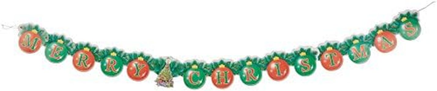 Beistle 1-Pack Merry Christmas Streamer for Parties, 5-1/4-Inch by 5-Feet 6-Inch