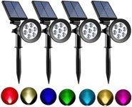 Sunklly Solar Spot Lights Outdoor Color Changing, 8 Lighting Modes 2-in-1 Solar Lights Outdoor Waterproof, Auto On/Off Multicolor Solar Powered Landscape Spotlights for Garden Patio Yard Pool, 4 Pack