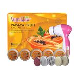 NutriGlow Papaya Facial Kit For Blemish Free and Fairer Skin Hydrated & Brightening Fresh Looking Skin, All Skin Types, No Parabens & Sulphates, 250gm+10ml With 5 in 1 Face Masssager
