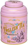 New English Teas Vintage Victorian Tea Tin in Pink with 240 English Breakfast Teabags