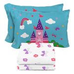 Sunny Side Up Magic Castle Full Sheet Set - 4 Piece Kids Bedding Set Includes Pillow Cover - Super Soft Floral Butterfly Microfiber Sheets