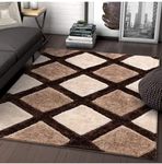 Naseeb Carpets Anthens Shag Collection Non - Shedding Soft Woll for Living Room Bedroom Dinning Room Enteryway Plush 2 -Inch Thick Area Rugs 4x6 feet, Color Bedge/Brown