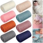 Xinnun 8 Pieces Newborn Baby Photography Props Baby Stretch Wraps Newborn Wrap Long Ripple Wrap for Photography DIY Newborn Photo Blanket, 8 Colors