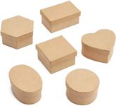 Juvale Mini Paper Mache Boxes with Lids (6 Shapes, Kraft Color, 6 Pack)