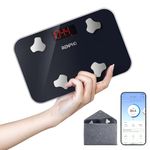 RENPHO Travel Scale for Body Weight, Mini Bathroom Scale for Body Fat, Portable Elis Go Weight Scale for Traveling with Storage Case, 13 Body Composition Sync with App, 400 lbs, 11.02" x 7.09"