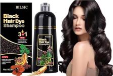 Black Hair Color Shampoo, 500ML Natural Hair Dye Shampoo - Hair Colour Shampoo 3 in 1- Hair Dye for Grey Hair Coverage - Long Lasting Hair Coloring - Black Hair Dye Coloring in Minutes for Women Men