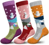 Hylaea Merino Wool Ski Socks Kids, Knee-high Warm Thermal Snowboard Skating Socks for Toddler Boys and Girls Purple Red Orange XX-Small