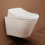 Hindware Italian Collection E-Clenz Wall Hung Western Commode for Bathroom | Made of Ceramic | Smart Toilet Technology | Star White | Geometric Shape | Wall Mount Ewc