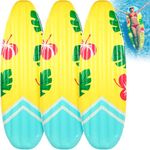 Gemscream 3 Pcs 5 ft Inflatable Surfboard Prop Luau Inflatable Surf Board Floating Toy Surfboard Floats for Adults Beach Surf Tropical Party Decorations Pool Rafts