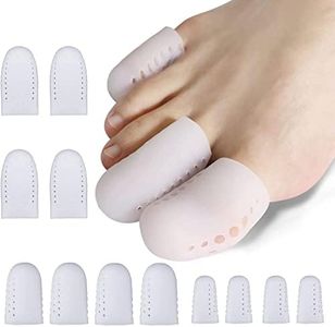 Echify Gel Toe Caps - 12 PCS Breathable Toe Protectors Sleeve Bunion Pads Cushion Big Toe Guards - Silicone Toe Covers for Protection of Ingrown Toenails Corns Calluses Blisters White