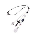 Akitai Elegant Cross for Car Mirror - Sun Catcher Rearview Mirror Charm, Transforms Sunlight and Diffuses Colors and Energy Throughout The Car with Black and White Crystals