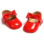 RVROVIC Baby Girls Ballerina Mary Jane Flats Toddler Girl Princess Dress Shoes Soft Infant Crib Shoes(6-12 Months Infant,2-Red)