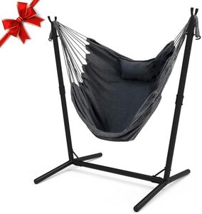 Hammock Chair with Stand,Heavy-Duty Hanging Chair with Stand, for Indoor Outdoor,Sturdy Swing Chair with Stand Max Load 350 pounds…… (X-Large)