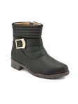 DICY Low Heel Girls Shoes High Ankle Boots for Women Sneakers for Girls and Special Occasion with Buckle & Zipper Black