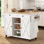 HOLTICO Kitchen Island on Wheels, Kitchen Trolley With Worktop Storage Islands & Carts Rolling Kitchen Island Cart With Drop Leaf Countertop Vegetable Rack on Wheels,White