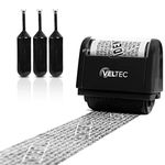Veltec Identity Protection Address Blocker Anti-Theft Roller Guard Stamp Wide 3 Pack Refills (Black)
