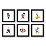 Gallery Pops Disney Mickey Mouse - Mickey & Friends Wall Art Bundle (6-Pack), Black Framed Version, 12" x 12"