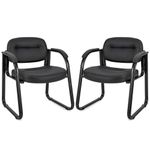 Giantex Waiting Room Chairs Set of 2 - Reception Chairs, Office Guest Chair Set with Padded Armrests, Back & Seat, Lobby Chairs No Wheels for Conference Room, Meeting Room, Salon, Black