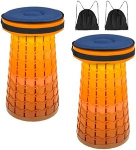 FXKS 2 Pack Upgraded XXL 19.7" Collapsible Stool Height 1000lbs Max Weight Portable Telescoping Seat with Cushion and Storage Bag,Retractable Folding Chair for Camping Hiking Outdoor BBQ-Orange