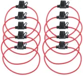 CAMWAY 10PCS Fuse Holder Blade Mini ATM/ATC Waterproof Automotive Wire Fuse Holder 14 AWG for Car Boat RV 12V 20A Fuses