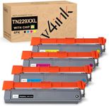 v4ink Compatible TN229XXL 4500 Pages Toner Replacement for Brother TN-229XXL TN229XXL Toner Cartridge Color Set for HL-L3295CDW HL-L8245CDW MFC-L3780CDW MFC-L8395CDW - 4-Pack Super High Yield