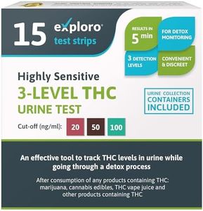 Exploro Highly Sensitive 3-Level THC Urine at Home Drug Test Kit, Drug Test Kit Marijuana Drug Test, THC Drug Test Urine, Easy Home Drug Test Marijuana/THC Substance Abuse, 15 Dip-Cards 20-50-100ng/ml