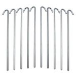 Tent Stakes Heavy Duty Metal, Galvanized Rust-Free Yard Stakes, 10 Garden Edging Fence Hook | Tent Stakes Metal For Outdoor Camping, Tent Garden Stakes For Gardening & Canopies, Tent Pegs - By Ram-Pro