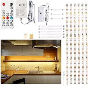 WOBANE Under Cabinet LED Lighting kit, 6 PCS LED Strip Lights with Remote Control Dimmer and Adapter, Dimmable for Kitchen Cabinet,Counter,Shelf,TV Back,Showcase 2700K Warm White,Bright 1500lm,Timing