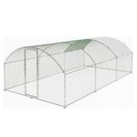 The Fellie Large Chicken Coop Runs Outdoor with Waterproof Circle Roof Cover, Galvanised Walk-In Poultry Pen for Chickens, Ducks, Rabbits, and Dogs, 580x300x198cm