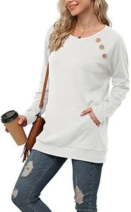 Yincro Women's Casual Long Sleeve Tunic Tops Fall Tshirt Blouses, Button-up White, X-Large