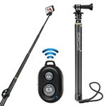 KOMCLUB Telescoping Selfie Stick Extendable Monopod Poles Aluminum Tube Monopod Stick with Remote Control Adjustable 5 Stage with Hand Strip（42in）