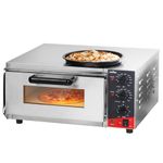 CROSSON ETL Listed Countertop Electric Indoor Commercial Pizza Oven with Pizza Stone And 30-minitue Timer,Indoor Stainless Steel Commercial Pizza Maker for Restaurant Home Use,120V/1800W