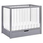 Carter's by DaVinci Colby 4-in-1 Convertible Mini Crib with Trundle Drawer in Grey and White, Greenguard Gold Certified, Undercrib Storage