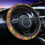 Hippie Flower Steering Wheel Cover Cute Women Girls Girls Car Accessories Universal 15 Inch Car Interior Non-Slip, Breathable Car Protector