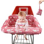 Pozico Shopping Cart Cover for Baby,High Chair Cover or Cart Cover for Babies,Baby Shopping Cart Cover Machine Washable/Portable with Free Carry Bag-Pink White Elephant