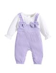 Refein Newborn Baby Girl Clothes Ruffle Long Sleeve Romper Bodysuit Cotton Ribbed Bowknot Jumpsuit Onesie Outfit Set