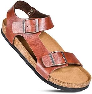 AEROTHOTIC Women's Arch Support Ankle Strap Sandal (Tan, 9)