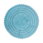 DII Ultra Soft Spa Cotton Crotchet Round Bath Mat Place in Front of Shower, Vanity, Bath Tub, Sink, and Toilet, 28" - Cameo Blue