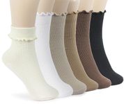 BomKinta Ruffle Socks for Women Lightweight Thin Cuff Frilly Sock Cute Casual Ankle Socks-Mix-Color 1