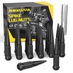 MIKKUPPA M14x1.5 Wheel Spike Lug Nuts, 20pcs Black Spike Lug Nuts 14mmx1.5 Solid 4.4" Tall Acorn Lug Nut with 1 Socket Key for Chevy Silverado 1500 2500 3500, F-150 F-250 F-350