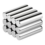 Realth Magnetic Cylinder Neodymium Permanent Circular Magnets Rod 6.35mm*25.4mm for Science and Craft 12 Pack(MC608)