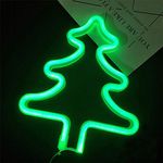 Christmas Tree LED Neon Sign Art Decorative Lights USB 3-AA Battery Powered Green Tree Night Light Wall Decor Home Wedding Party Decor Kids Room Living Room Decor Holiday Christmas LED Decor Lights