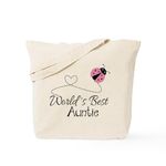 CafePress World's Best Auntie Ladybug Tote Bag Natural Canvas Tote Bag, Reusable Shopping Bag