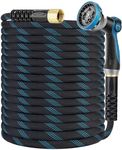 Garden Hose 50ft, Non-Expandable Garden Hose Leak-Proof with 40 Layers of Innovative Nano Rubber,w/10 Pattern Thumb Spray Nozzle, Lightweight, No-Kink Flexible Water Hose