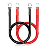 EEEKit Car Battery Inverter Cables, 2PCS 100cm 3AWG 25mm² 12V Auto Battery Cables, Black Red Auto Battery Leads with Ring Terminals Copper Wire for Motorcycle Automotive Marine Boat Solar RV