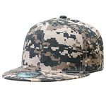 Falari Classic Snapback Hat Cap Hip Hop Style Flat Bill Blank Solid Color Adjustable Size (One Size, Digital Camouflage)