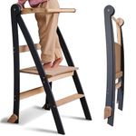 Wooden Montessori Learning Tower Space-Saving: Foldable Learning Tower, Stool for Children, Foldable Kids' Step Stool, Learning Tower with Anti-Tip Protection