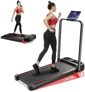 RHYTHM FUN Incline Foldable Treadmill, Walking Pad Treadmill with Incline, 300 lbs Portable Treadmills with Handles for Home Office Use, Under Desk Compact Walking pad with LED Display & APP