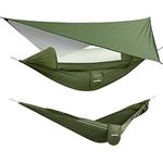 G4Free Large Camping Hammock with Mosquito Net and Rain Fly- 2 Person Portable Hammock with Bug Net and Tent Tarp, Hammock Tent for Outdoor Hiking Camping Backpacking Travel(Army Green)